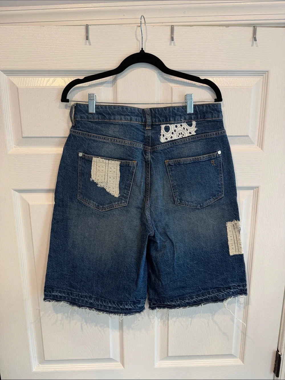 Pilcro Denim Patchwork Bermuda Shorts